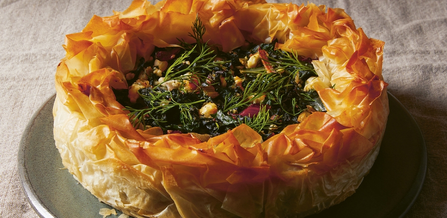 Recipe: Filo tart of mixed greens and feta